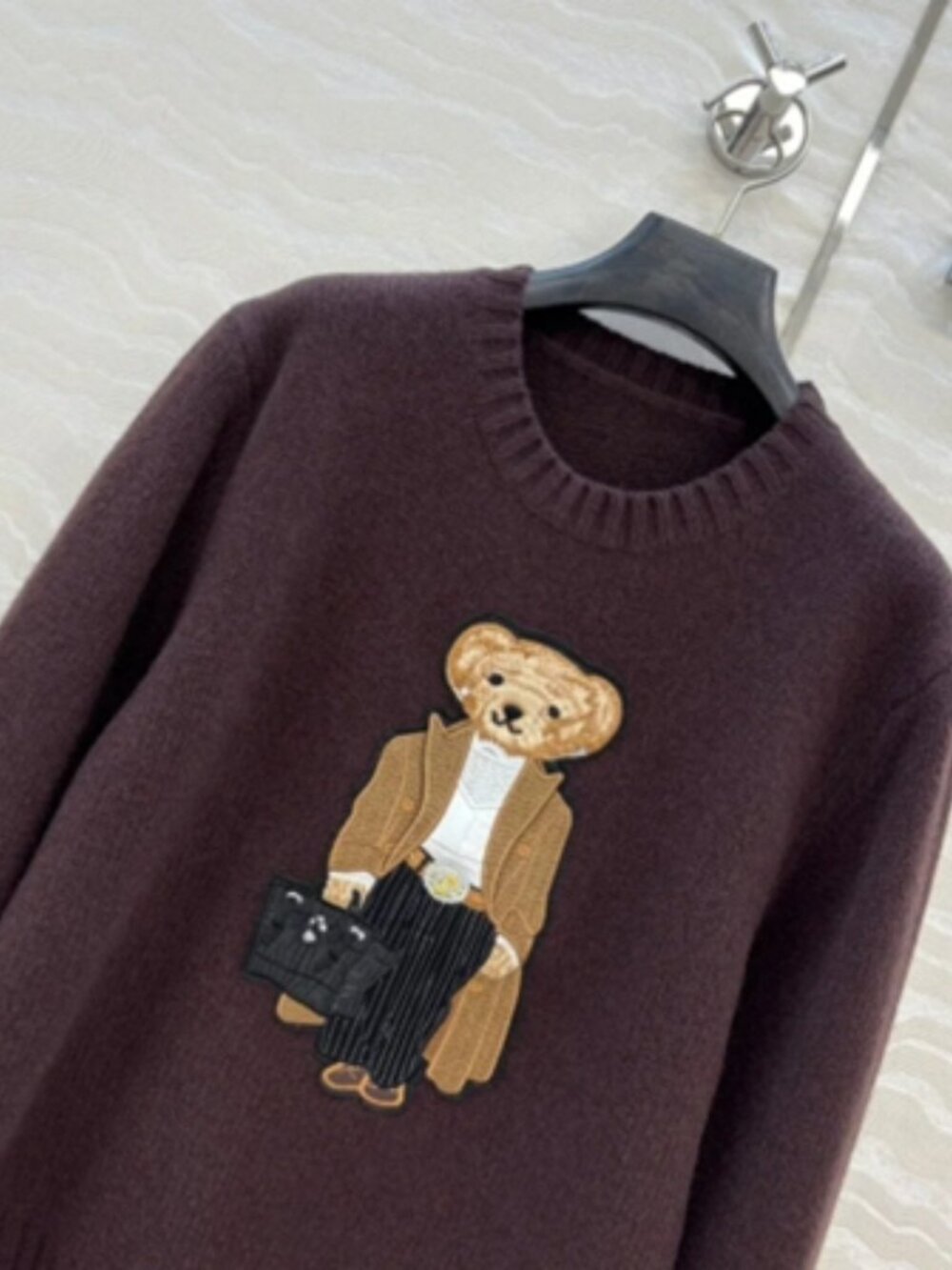 Ralph Lauren Gentleman Bear Brown Crewneck Sweater - Picture 4 of 7